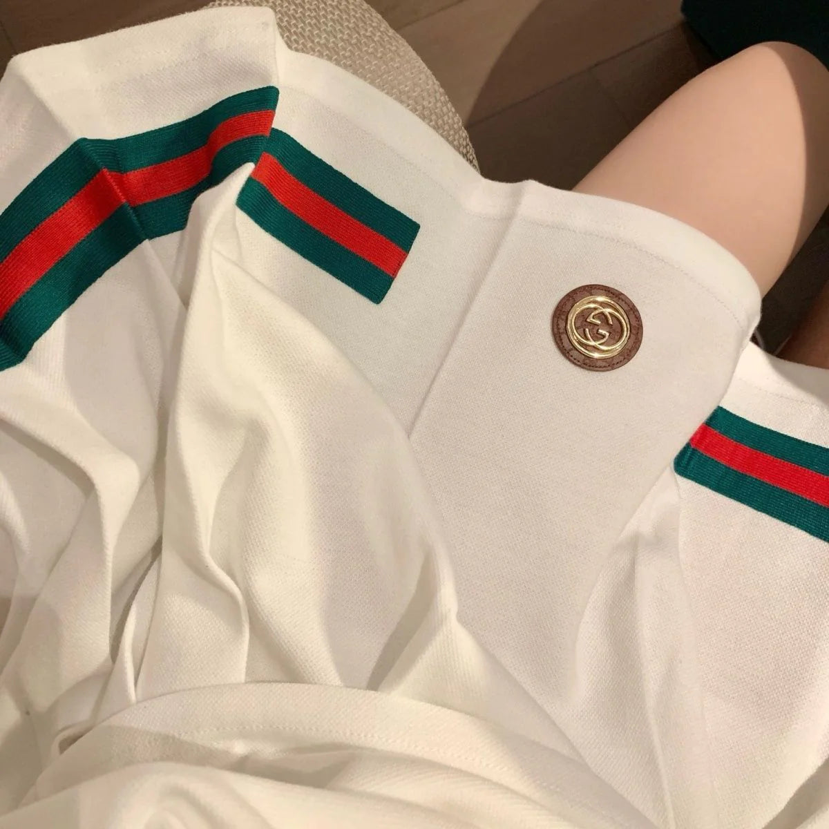New Classic Embroidered Short-sleeved T-shirt Pleated Skirt Two-piece Set 1024031310