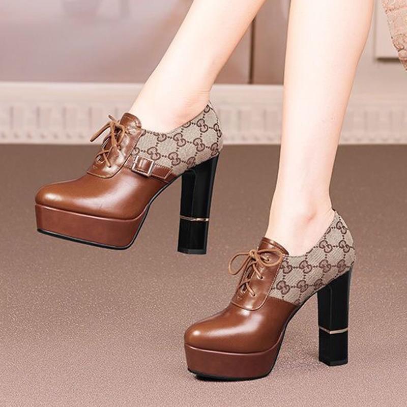 New Fashion Genuine Leather High Heels for Autumn and Winter 1023120702
