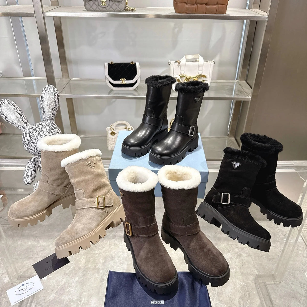 New Thick-Sole Insulated Wool Ski Boots 1025103120