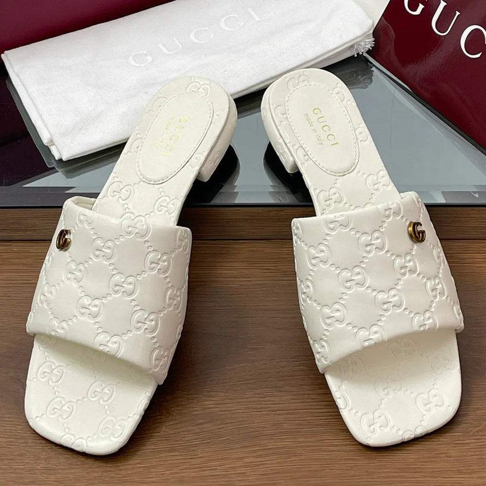 Calfskin Mini Embossed Buckle Sandals Slippers 1025032807