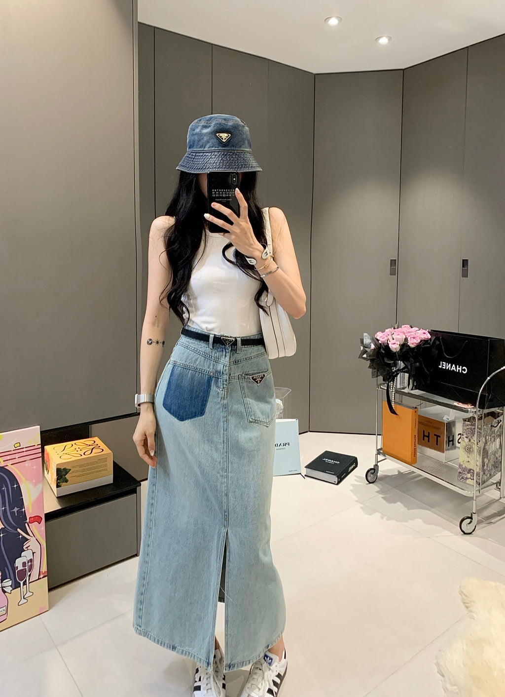 P24ss new triangle logo denim skirt 0724071810