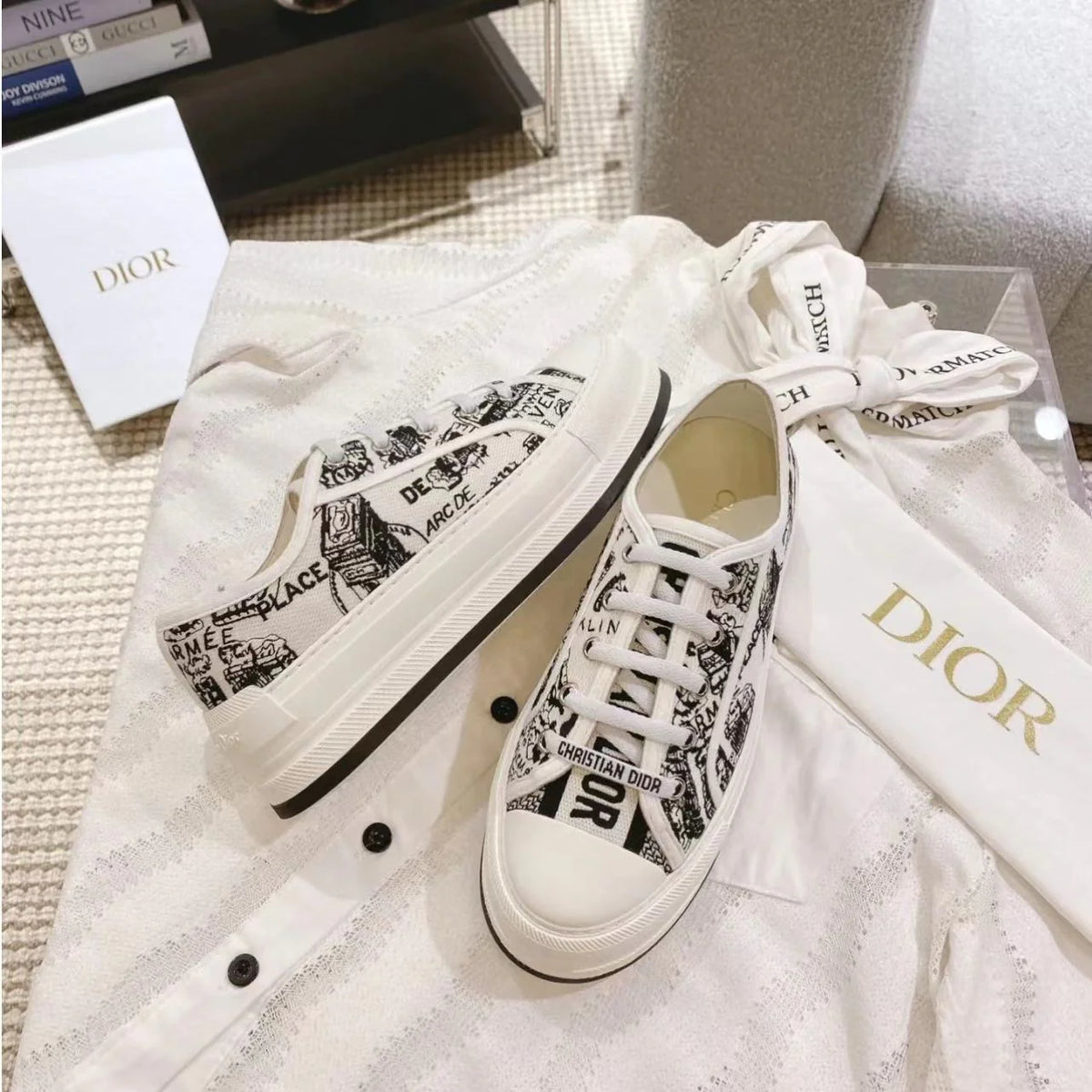 Embroidered Canvas New Genuine Leather Height Increased Thick-soled All-match Casual SneakersPD052412403