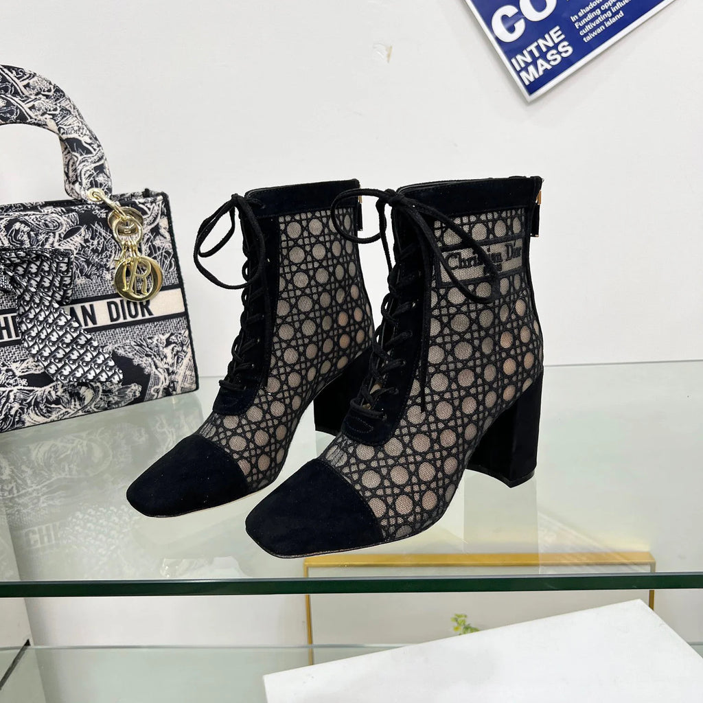 Embroidered Jacquard Mesh Boots 1025101404