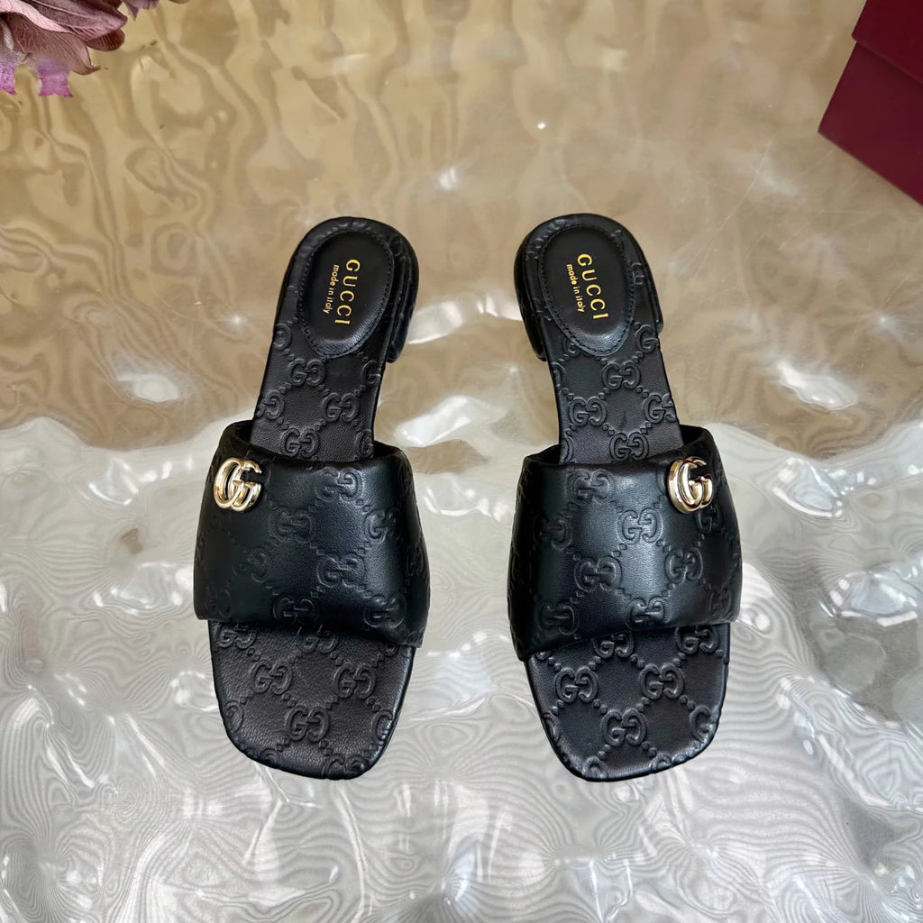 Embossed Buckle Sandals Slippers 1025032808