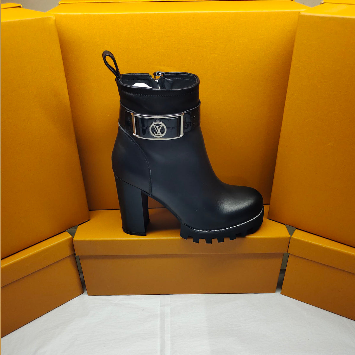 New side zip calfskin high top ankle boots fb04240909027