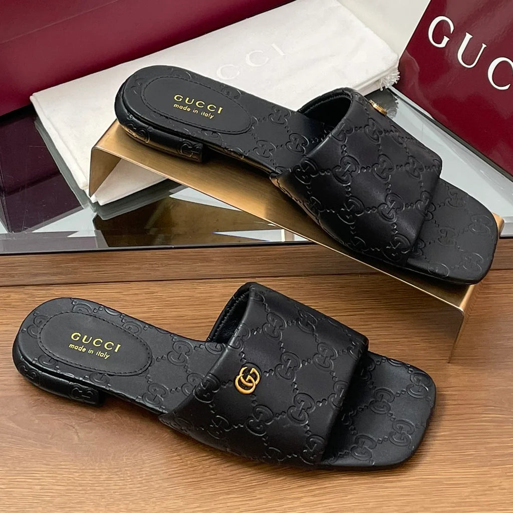 Calfskin Mini Embossed Buckle Sandals Slippers 1025032807