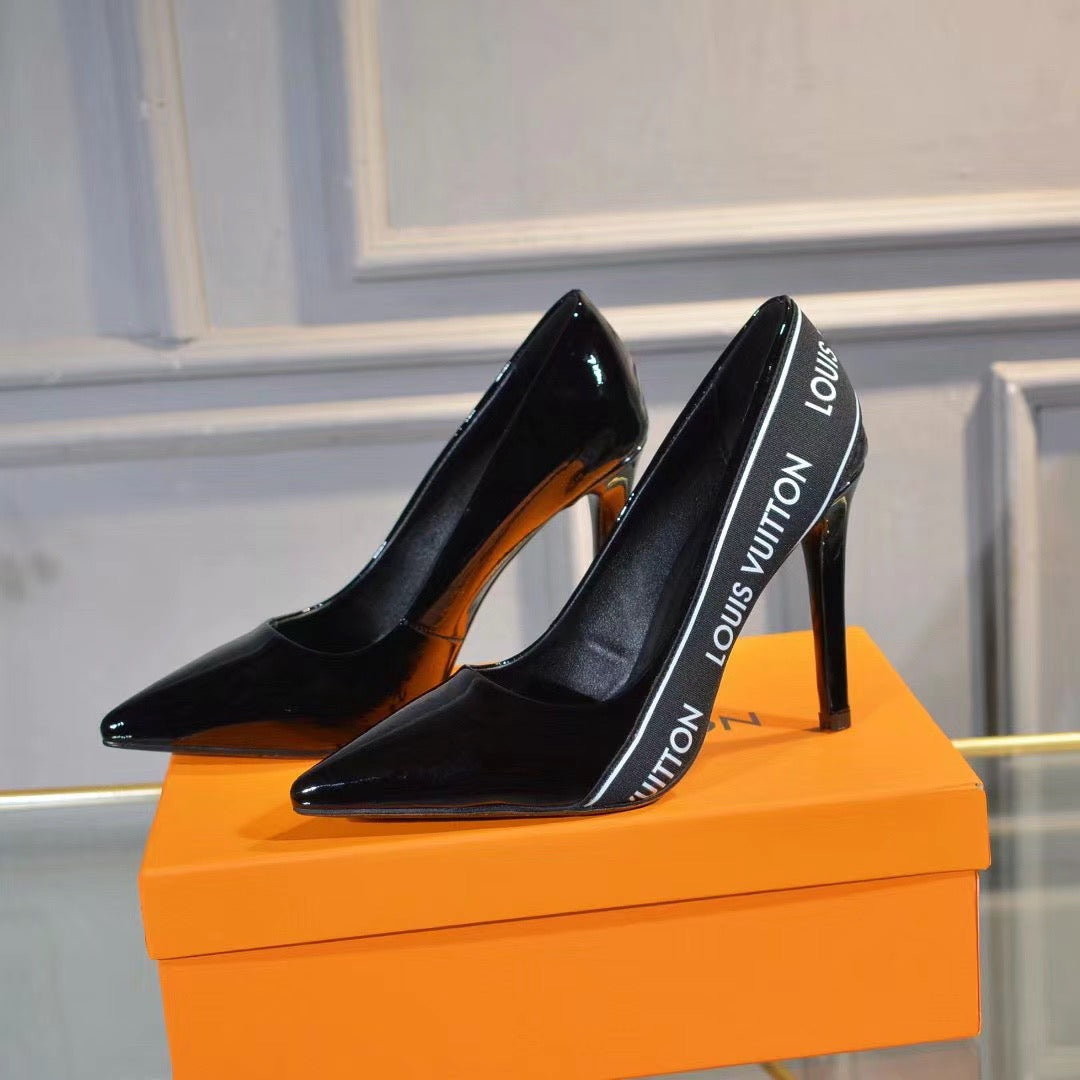 New black letter strap high-heeled stiletto shoes XC16042706