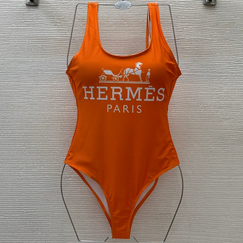 Luxury classic printed orange swimsuit 1024061305