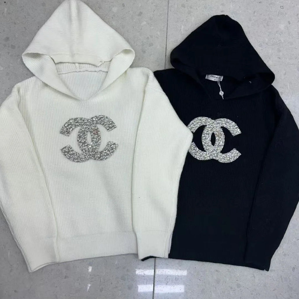 High end hooded knitted sweater 1024111505