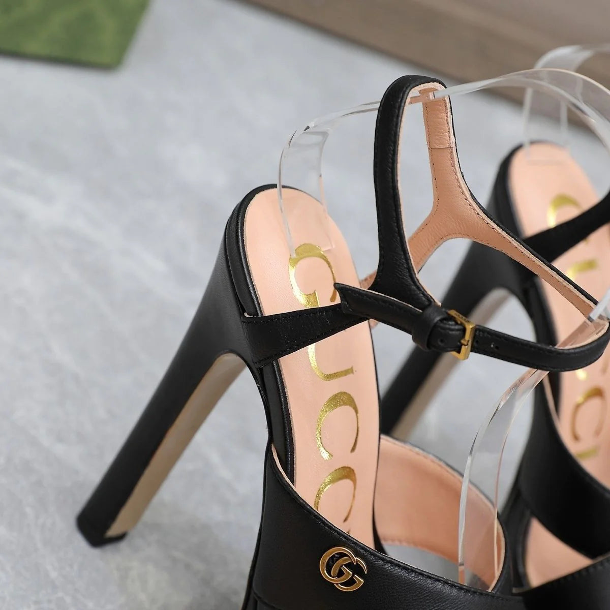 New Black Leather G Logo women's fashion high-heeled(custom style, need wait 15days after payment)