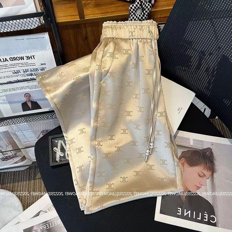 New Printed Straight Leg Pants Casual Pants Satin 1024042716