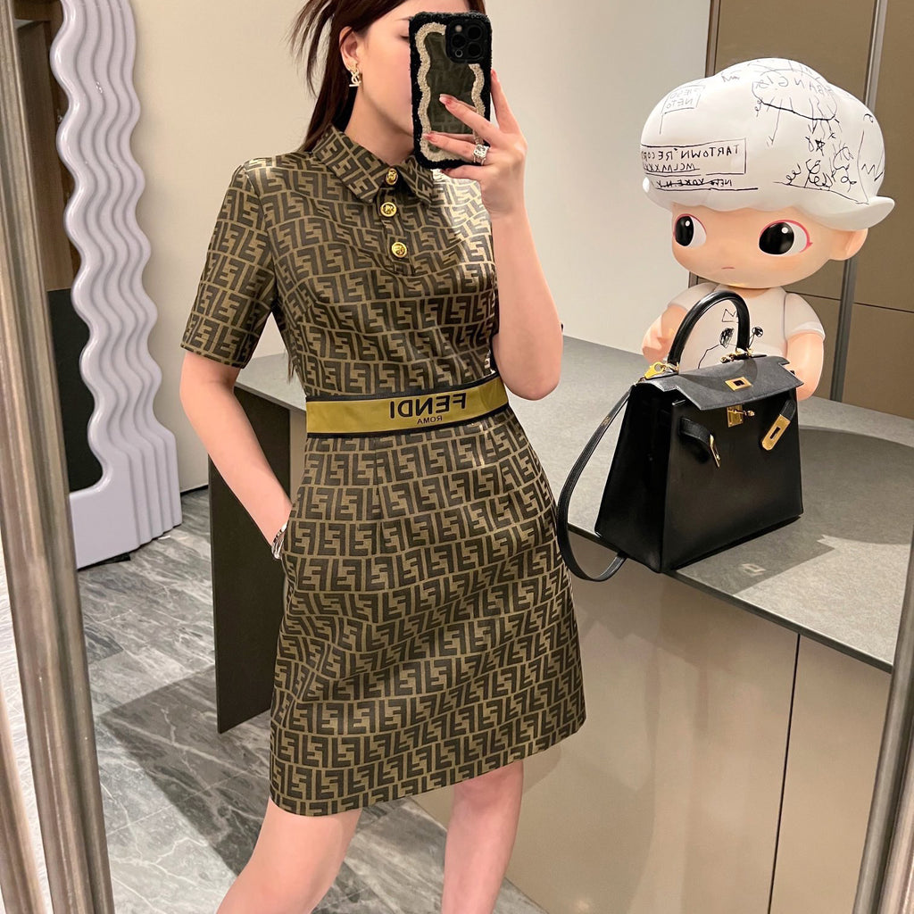 23ss jacquard letters slim fit dress