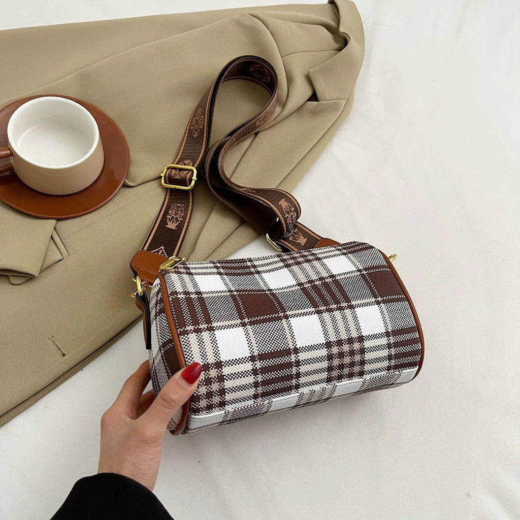 Shoulder Crossbody Pillow Bag Large Capacity Retro Check All-Match Bag 1024042713