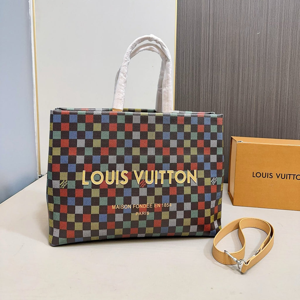 V Fashionable new checkered handbag 0724101013