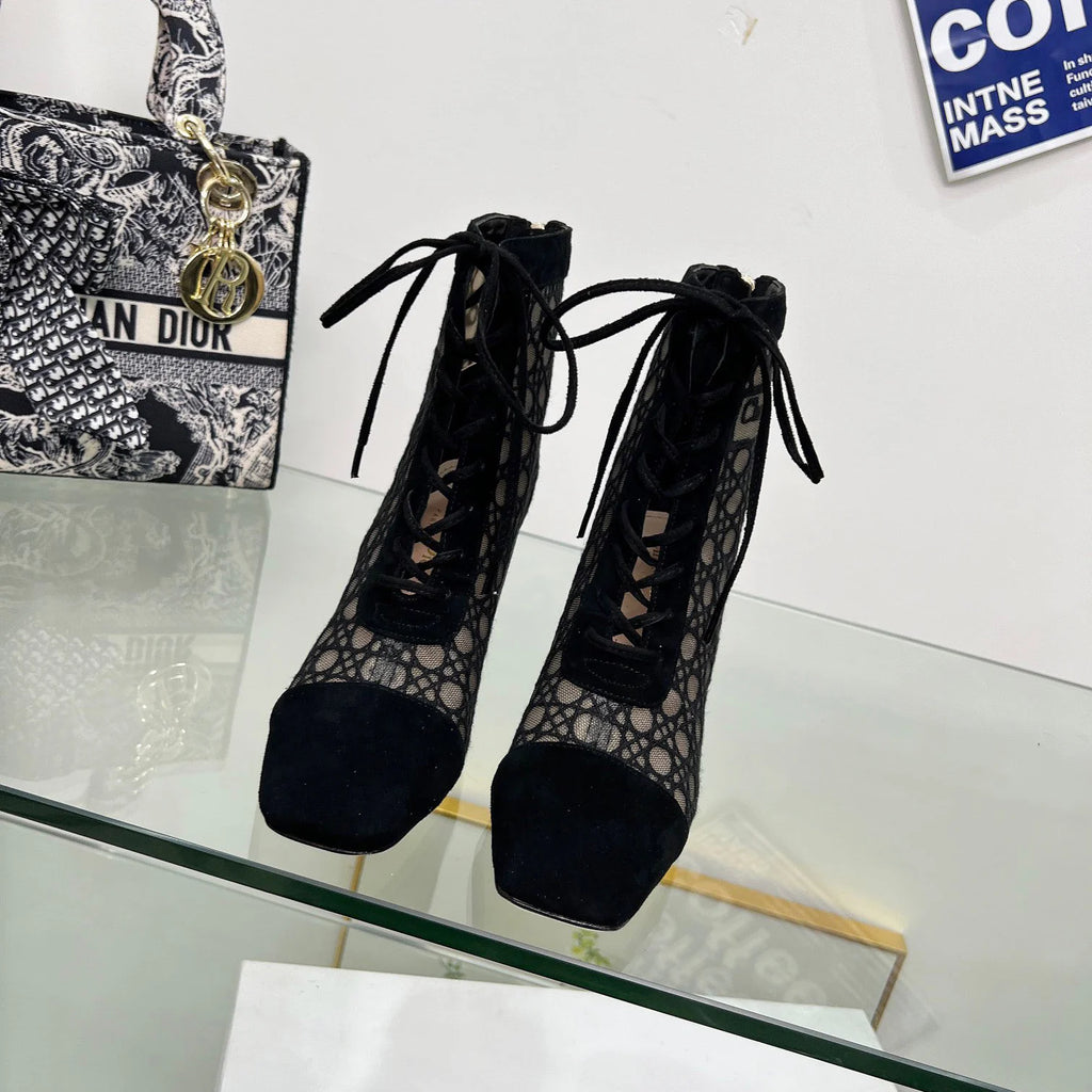 Embroidered Jacquard Mesh Boots 1025101404