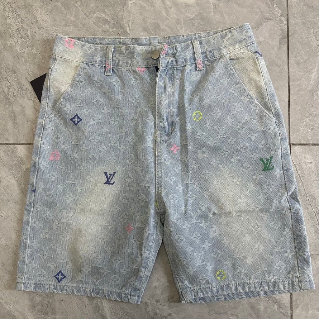 Unisex Candy Embroidered Denim Shorts 1025042507