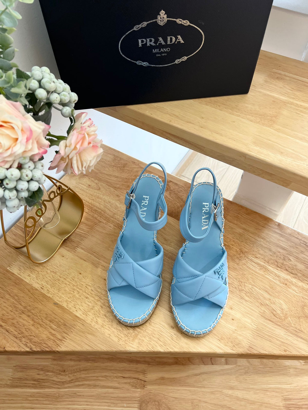 P Braided round toe wedge heel lace-up sandals bucket shoes 0724070904