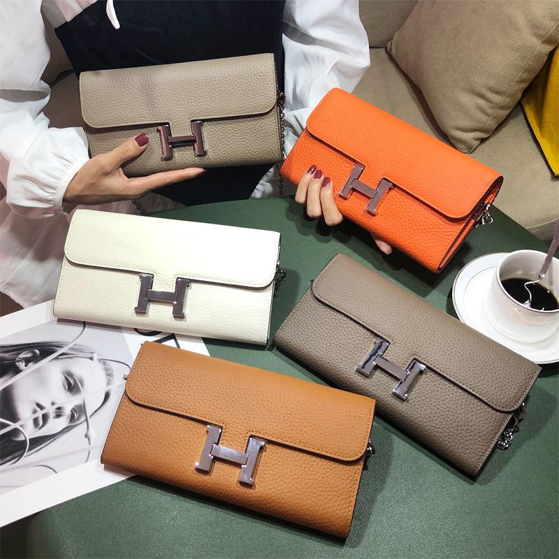 H button Kangkang Wallet Leather Long Wallet 1024032024