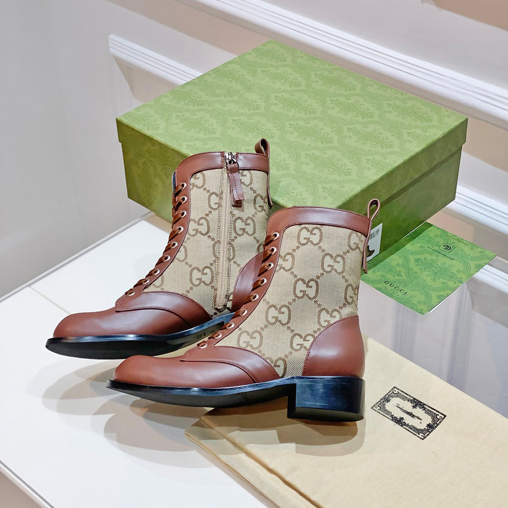G fashion printed lace-up leather boots XC0723110309