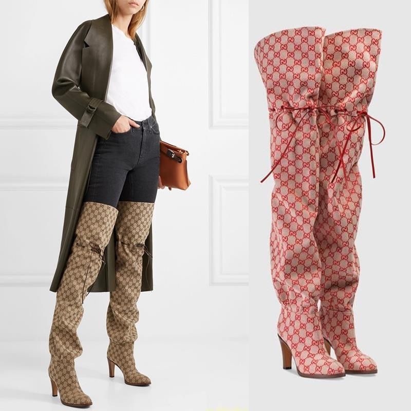 Fashion and casual canvas over-the-knee boots (customized models need 15 days to make)