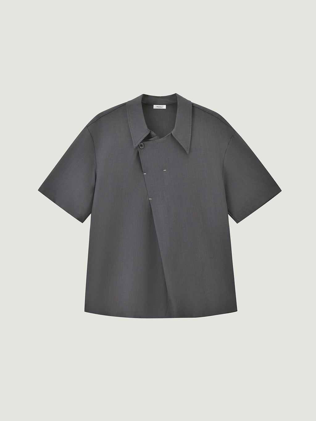 Convertible Collar Asymmetric Short Sleeve Shirt｜KINS CLASS