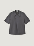 Convertible Collar Asymmetric Short Sleeve Shirt｜KINS CLASS