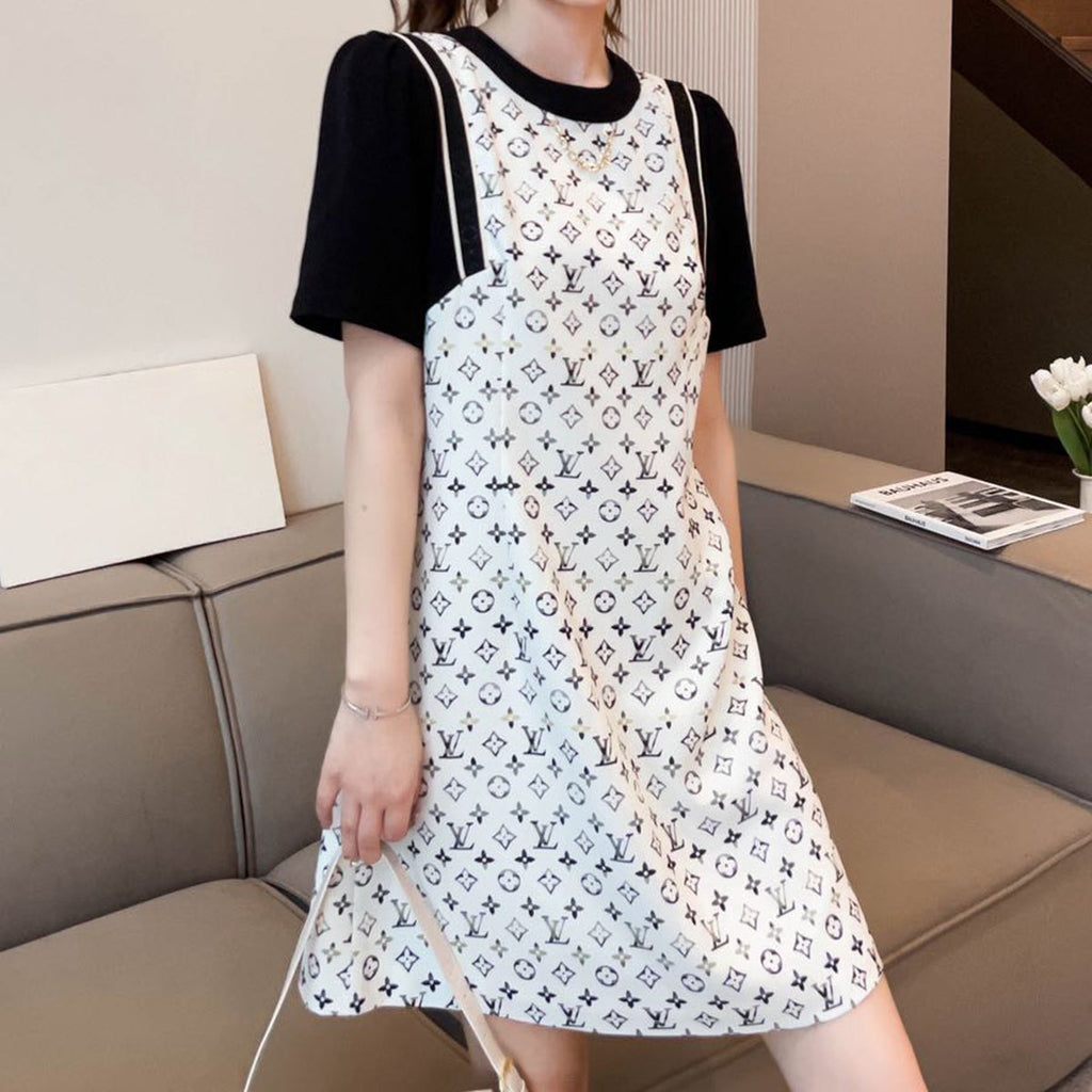 Fake Two-Piece Contrasting Panel Dress MM10041420