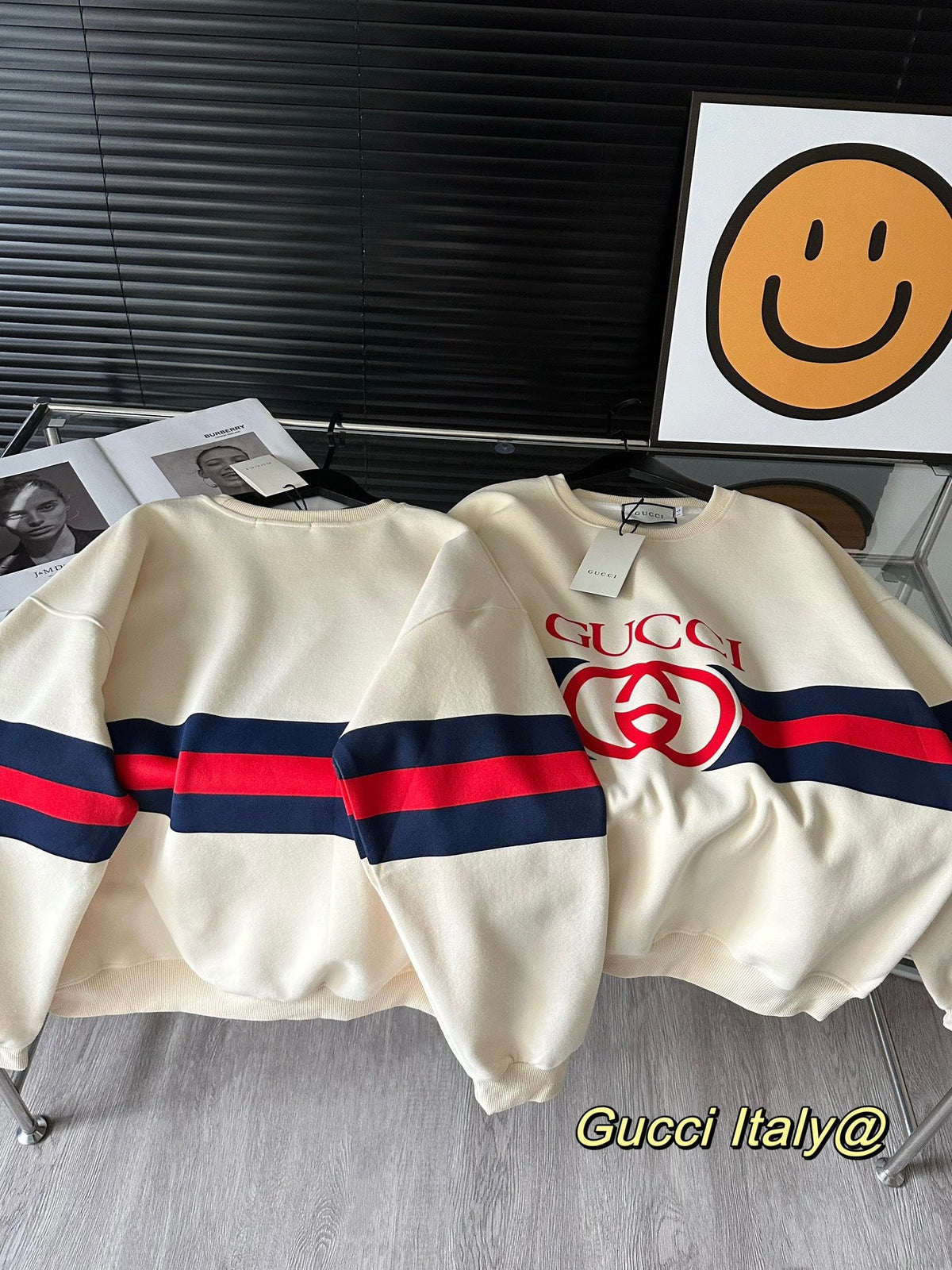 Contrast color band crew neck sweatshirt XC0823092710