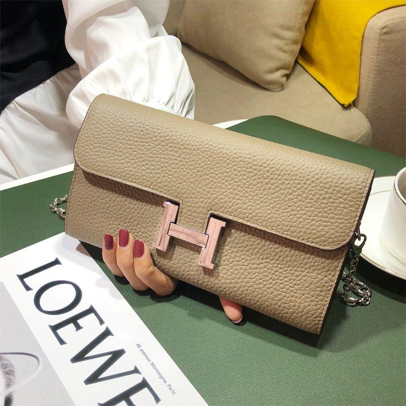 H button Kangkang Wallet Leather Long Wallet 1024032024