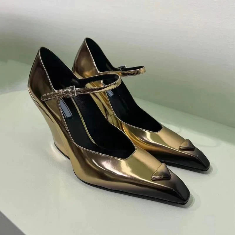 New Retro Shallow Mouth Pointed Mary Jane Single Shoes 1023122808