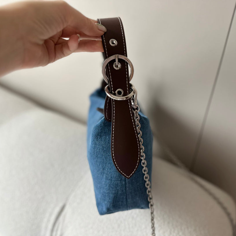 Classic underarm denim bag 1824050302