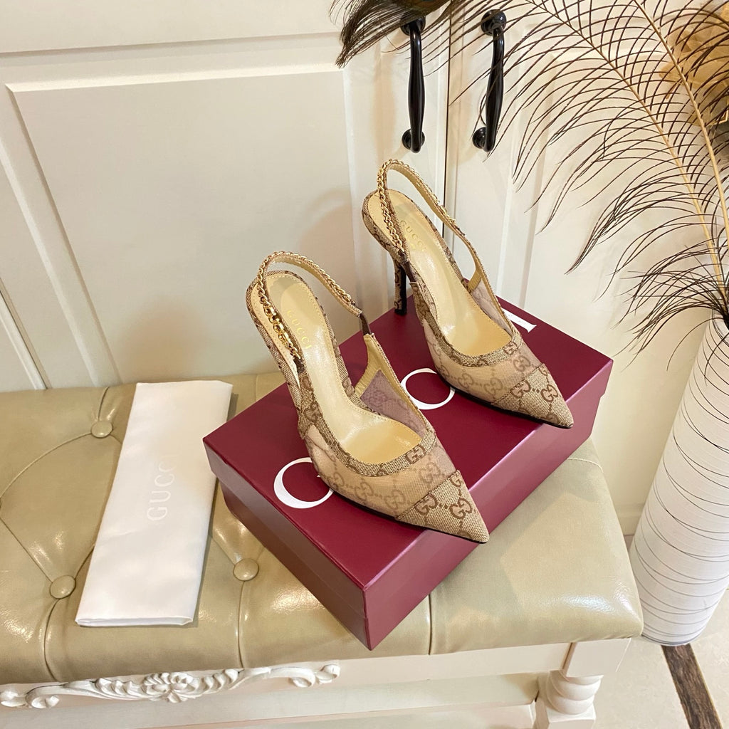 Fashion printed letter chain high heels 0725061702