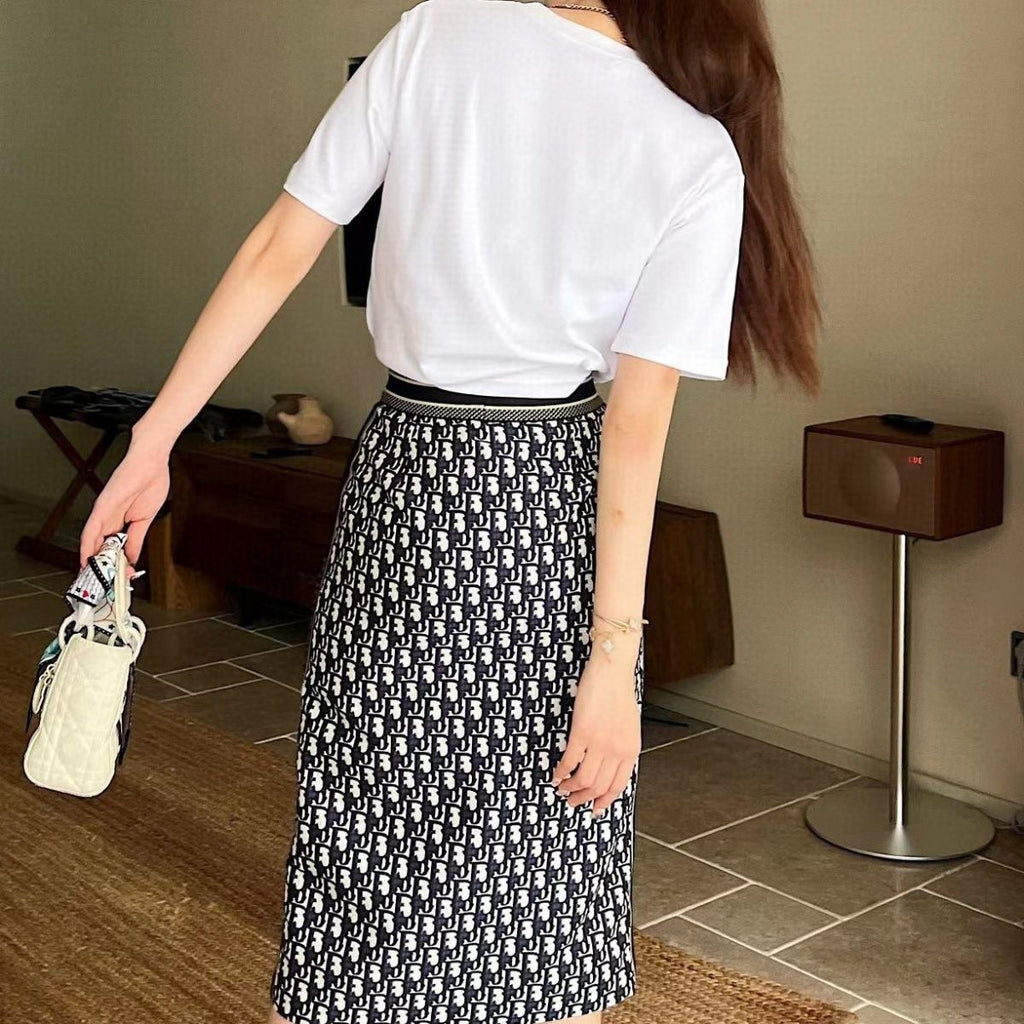 New style front center zipper side letter skirt women PD10041324