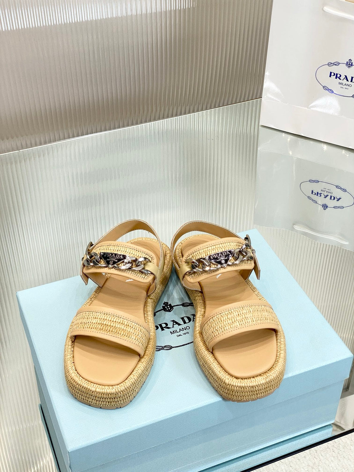 P woven raffia sandals 0724071818