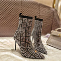 BRM Catwalk style pointed toe full diamond knitted ankle boots 0724090505