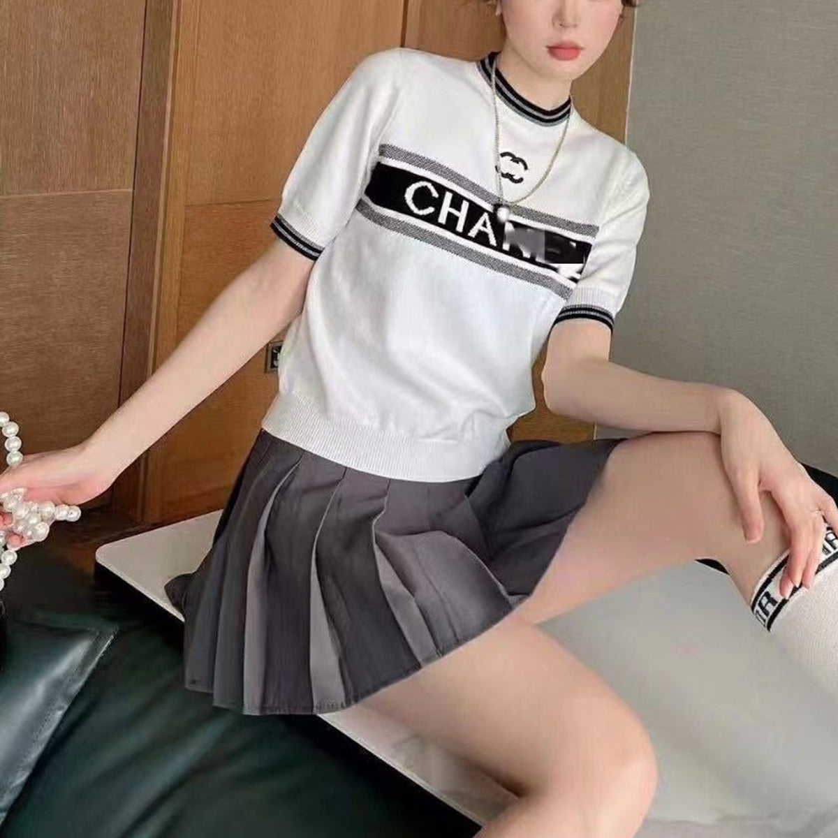 Knitted Short Sleeve Sweatshirt PD10041102