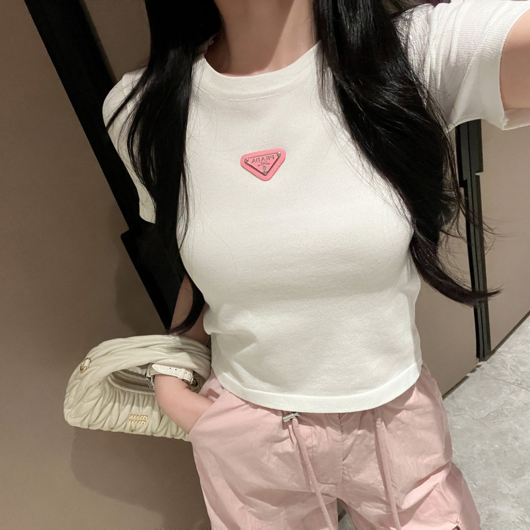 P 24ss new ice silk knitted short sleeves 0724071813