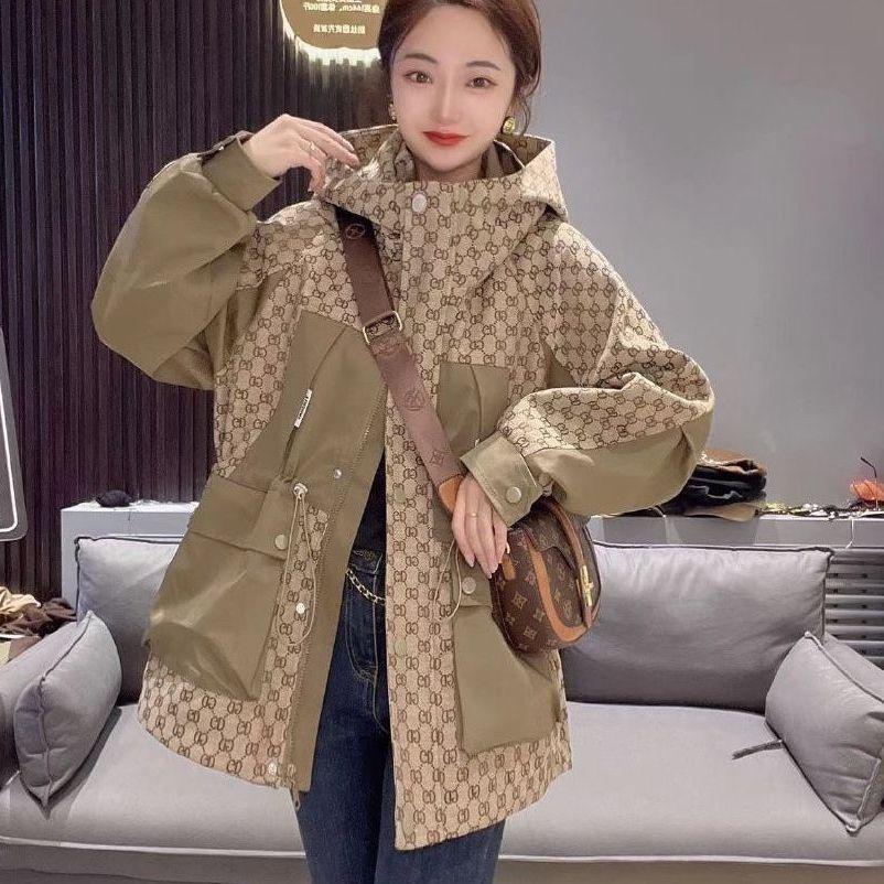 Loose contrasting color casual trench coat 0823120503