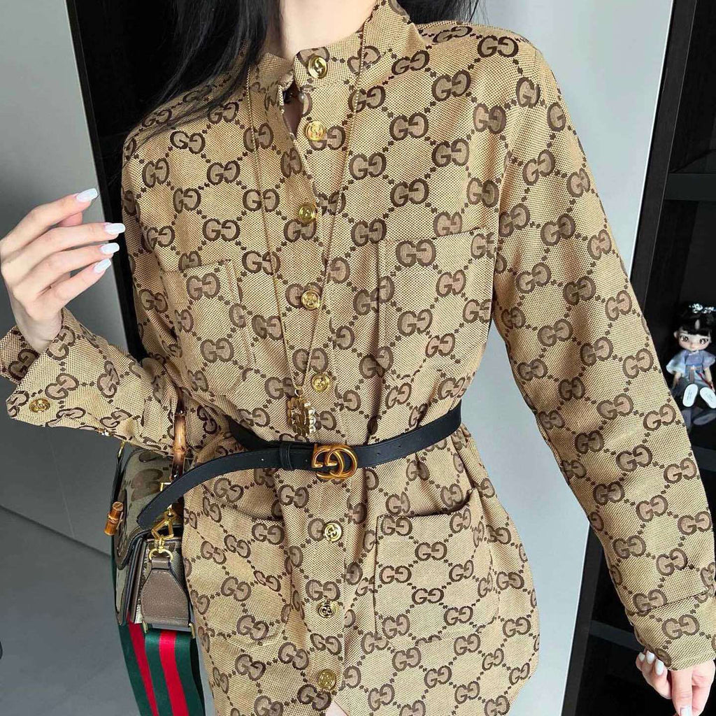 women's new jacquard denim shirt slit jacket