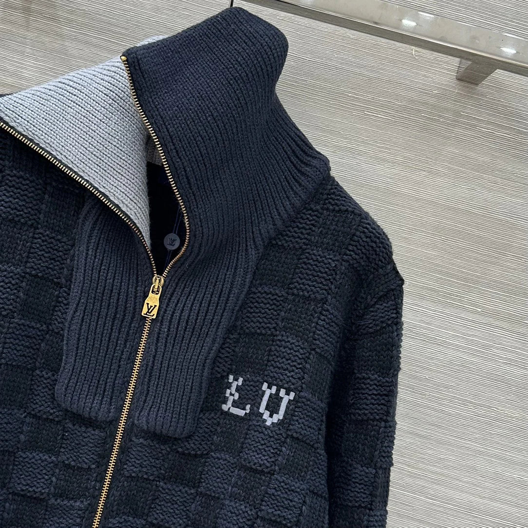 Women's elegant collared zip-up wool sweater 1426011307