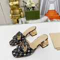 New Classic Leather Embossed Square Toe Plus Size Flat Sandals 1024062713