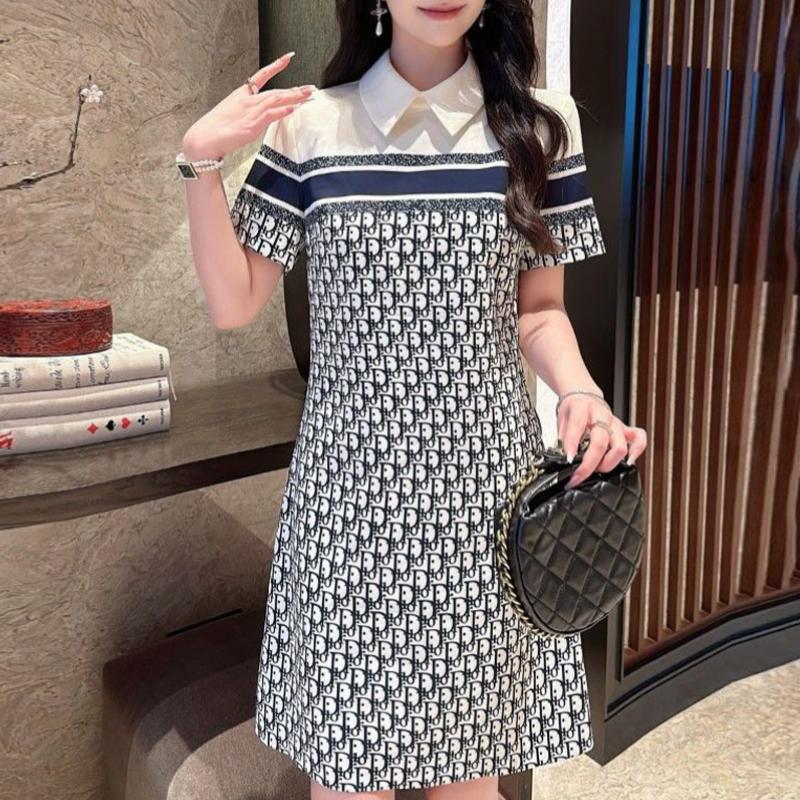 New Fashion Printed Lapel Shirt Dress 1024050701