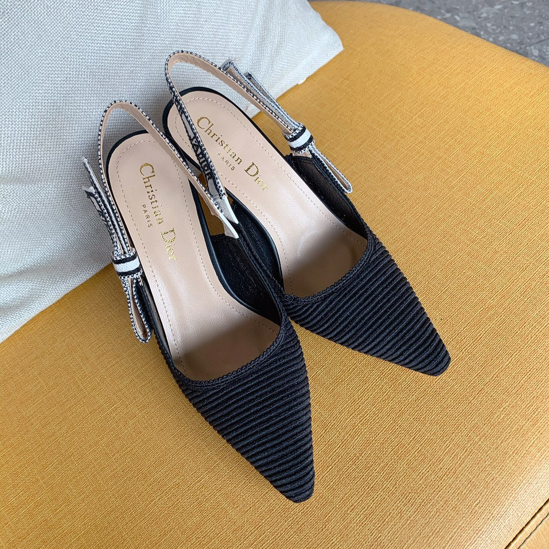 Dio Pointed bow letter ribbon slingback slingback shoes 0724070501