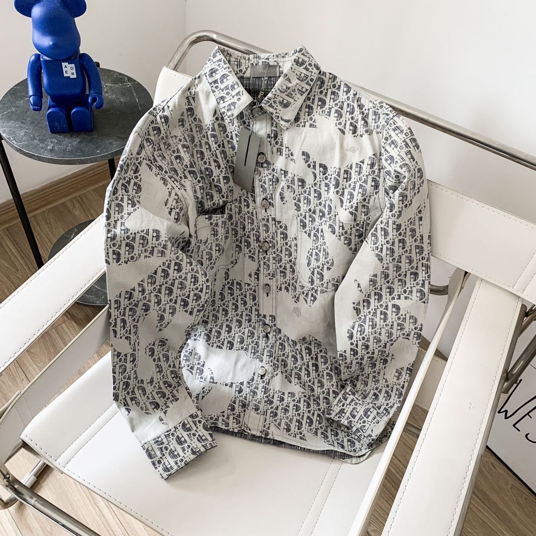 High quality version presbyopic letter print couple fit denim jacket jacket shirt