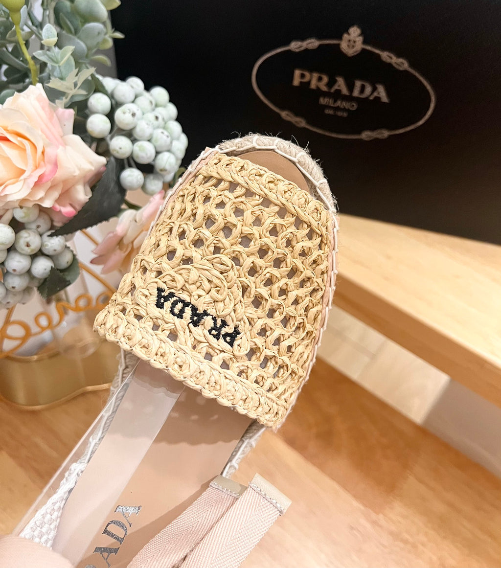 P Braided round toe wedge heel lace-up sandals bucket shoes 0724070902