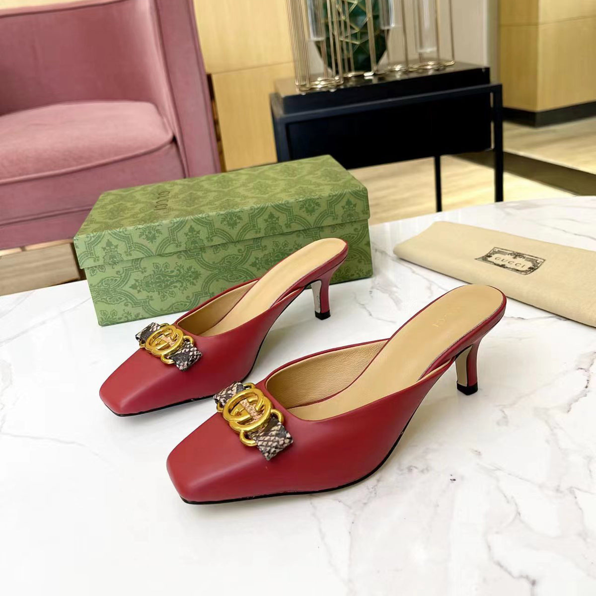G－flat toe low heel leather shoes XC07062901