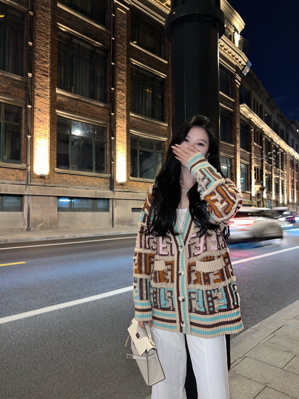 Mid-century style knitted cardigan XC0823092722
