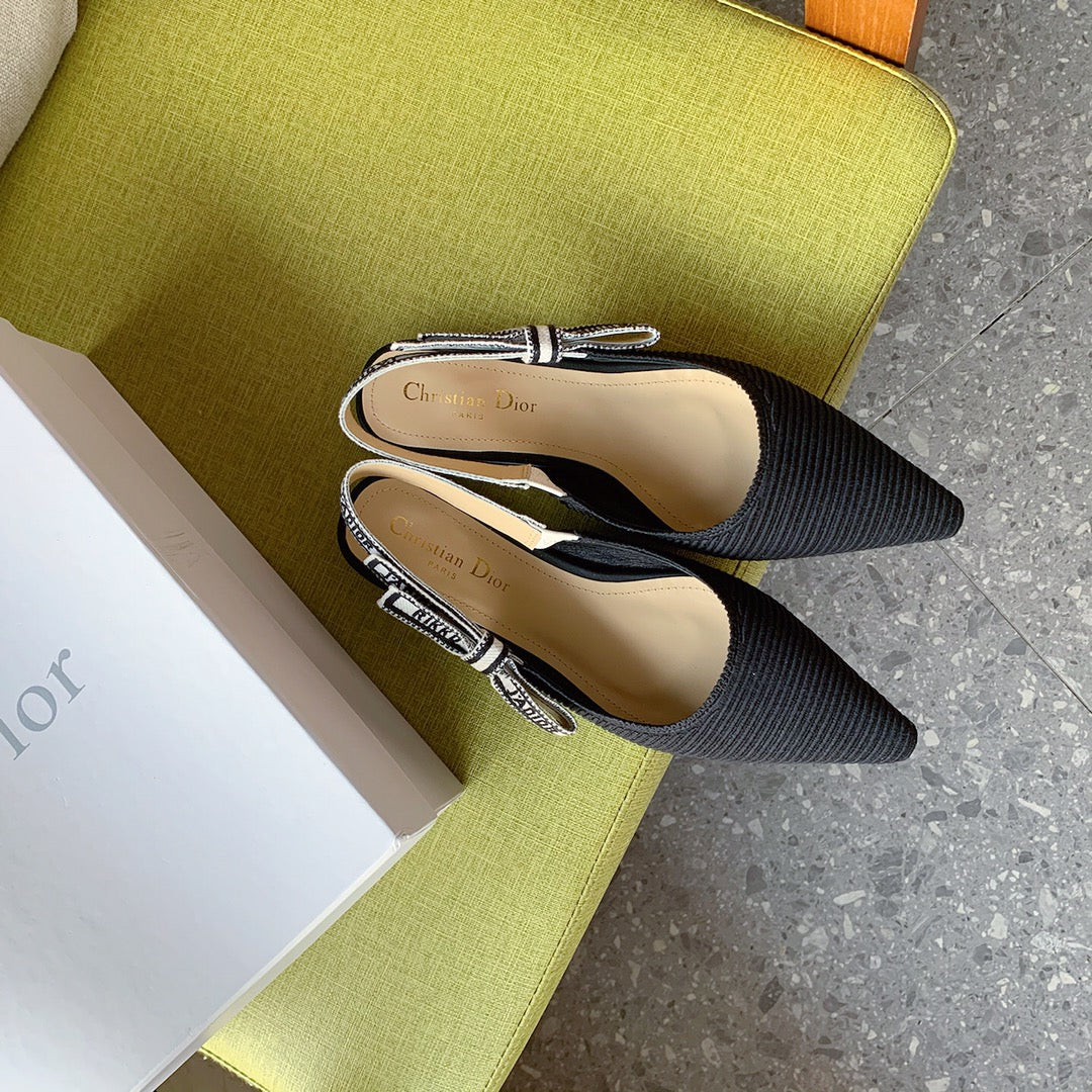 Dio Pointed bow letter ribbon slingback slingback shoes 0724070501