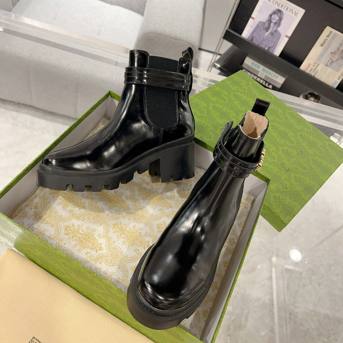 G fashion black leather boots XC0723110310