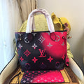 Women's Black Pink Colorblock Brand Print Big Bag (with Clutch)
